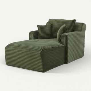 Méridienne Confort Sans Montage,chaise Longue Moderne Tissu En Velours Côtelé,vert