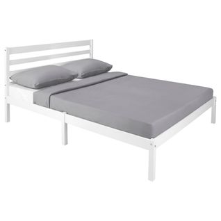 Lit 140x190 cm en pin massif ONE blanc