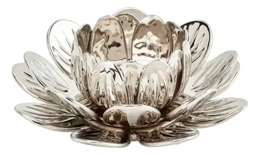 Photophore ø 19,5 cm LOTUS Argenté vue de face