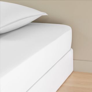 Drap housse blanc 160x200 cm DREAMEA CAMILLE