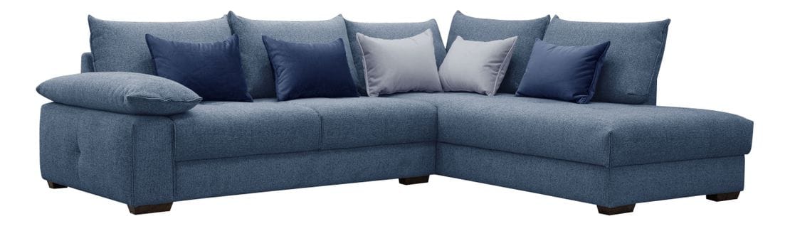 Canapé d'angle droit CASLAN tissu bleu foncé