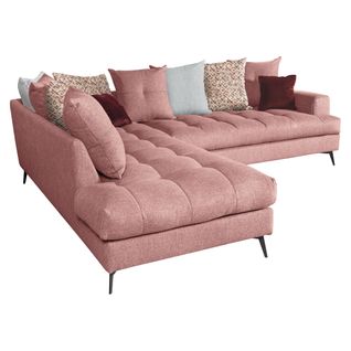 Canapé d'angle fixe gauche GIMINI tissu corail
