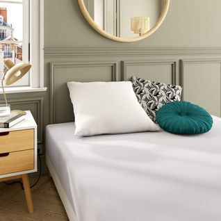 Drap housse blanc 140X190 cm DREAMEA Victor