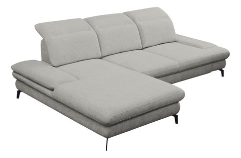 Canapé d'angle gauche convertible Rubio tissu Kenzo 08 blanc granite