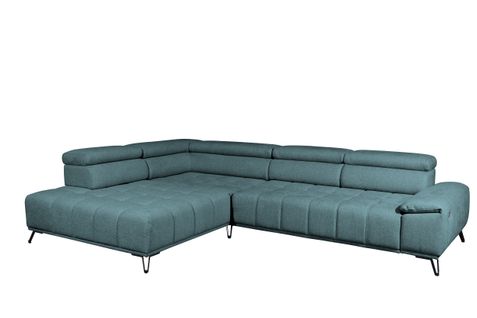 Canapé d'angle gauche relax PALLADIO tissu Polaris bleu turquoise