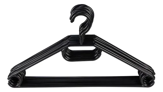 Lot 10 cintres PLASTIKO Noir vue de face