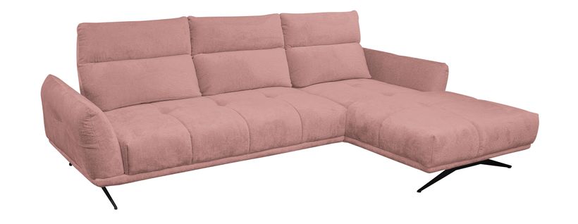 Canapé d'angle méridienne à droite GIOVANNI tissu rose