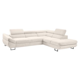 Canapé d'angle convertible OCTAVE tissu Curio blanc droit