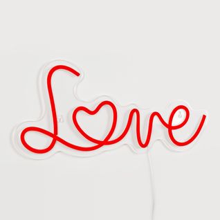 Néon mural LED USB L. 42 cm LOVE Rouge