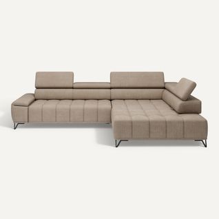 Canapé d'angle droit relax PALLADIO tissu eden beige vue de face