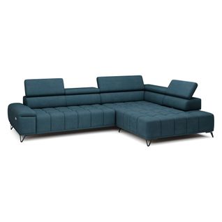 Canapé d'angle droit relax PALLADIO tissu eden bleu clair