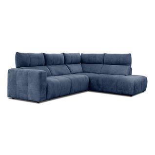 Canapé angle relax électrique droit UNIVERS tissu forte bleu marine