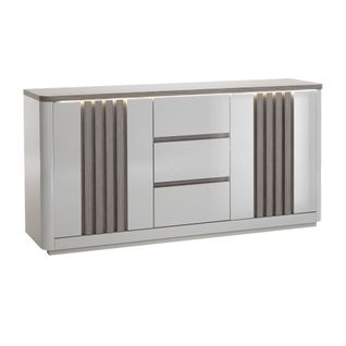 Buffet 2P/3T L. 170 cm PESARO imitation chêne gris et gris