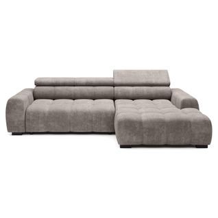 Canapé d'angle relax AUGUSTIN méridienne droit tissu beige