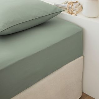 Drap housse sauge 180x200 cm DREAMEA PERCALE SAUGE