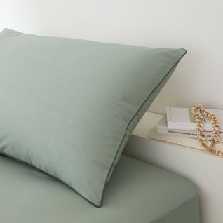 2 taies d'oreiller 50x70 cm DREAMEA PERCALE SAUGE