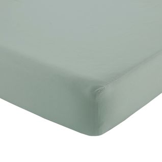 Drap housse sauge 160x200 cm DREAMEA PERCALE SAUGE