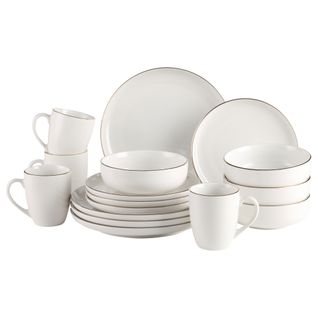 Service de vaisselle 16 pièces - Blanc / Or