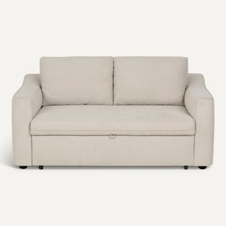 Canapé 2 places convertible GOLDIE tissu beige vue de face