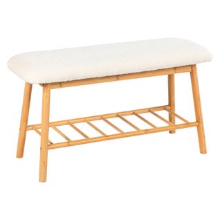 Banc avec range chaussures NOLA Blanc / Naturel