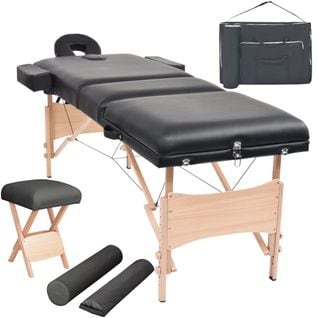 Table De Massage Pliable Et Tabouret 10 Cm D'épaisseur Noir 02_0001865