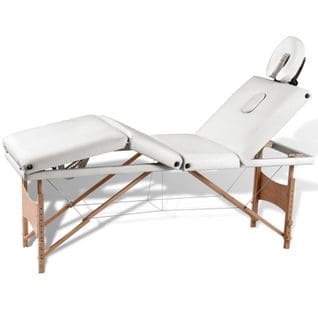 Table Pliable De Massage 4 Zones Avec Cadre En Bois Blanc Crème 02_0001878