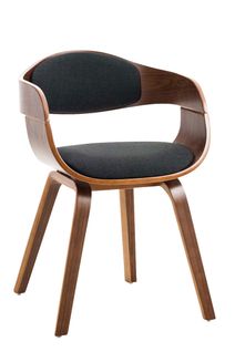 Chaise De Bureau Sans Roulettes Visiteur En Tissu Et Bois Design Retro Et Confort Maximal Noyer