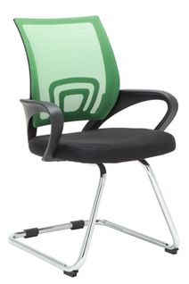 Chaise De Bureau Reception Sans Roulettes Dossier En Maille Avec Accoudoirs Vert Bur10504