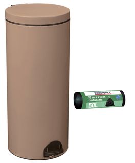 Poubelle De Cuisine à Pédale 30l Et 10 Sacs Poubelle 50l - Elora Rossignol