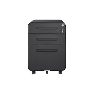 Caisson Mobile, Meuble Rangement Bureau ,avec 3 Tiroirs, 46 X 40 X 58 Cm , Noir