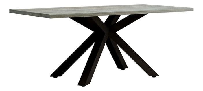 Table L.180 cm pied central BAXTER imitation chêne/ gris