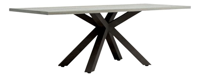 Table L.220 cm pied central BAXTER imitation chêne gris