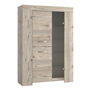 Vitrine 2 portes/1 porte verre FOREST Imitation chêne