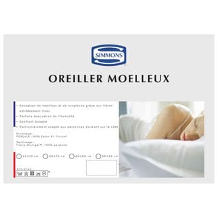 Oreiller Moelleux Percale Microgel 60x60