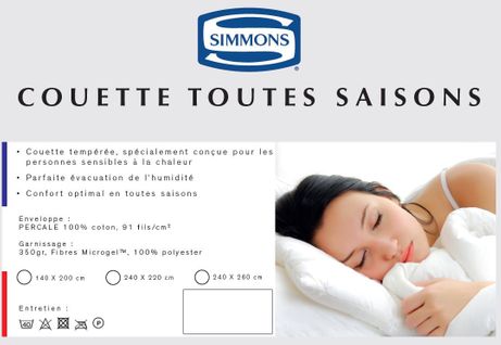 Couette 4 Saisons Percale 350g 240x220
