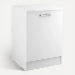 Bas 60 cm 1 porte UNO blanc mat vue 3/4