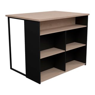 Ilot de cuisine BRUNCH imitation chêne et noir