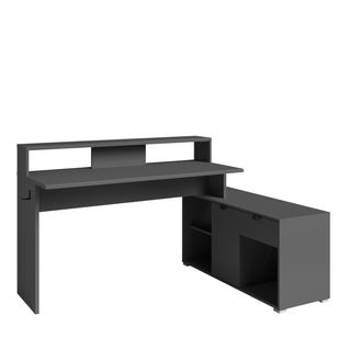 Bureau Gamer d'angle WORTEX gris