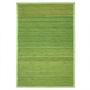 Tapis Salon En Bambou Larges Lattes Ganse Vert 160x230
