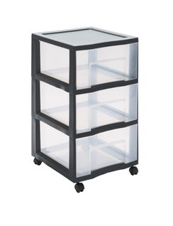 Tour de rangement 3 tiroirs TAG TOWER Gris / Transparent