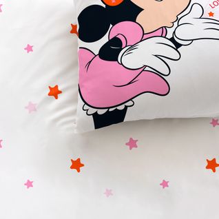 Parure De Lit Imprimée 100% Coton, Disney Home Minnie Happy Rose 140x200+63x63cm