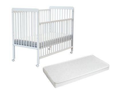 Lit Bébé Coulissant En Bois Avec Matelas En Bois Livo Blanc 60 X 120 Cm