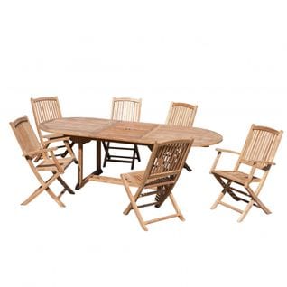 Harris - Salon De Jardin En Bois Teck 8/10 Pers - 1 Table Ovale Extensible 180*240/100 Cm 4 Chaises