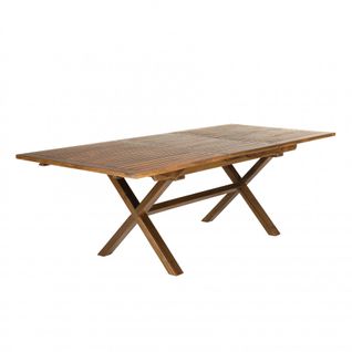 Hanna - Table De Jardin 8/10 Personnes - Rectangulaire Pieds Croisés Extensible 180/240x100cm En Bo