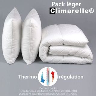 Pack Climarelle® Thermorégulation Couette Legere + Oreiller 200 X 200 Cm Blanc
