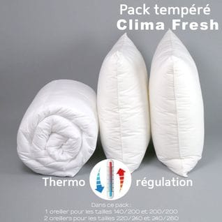 Pack Clima Fresh Thermorégulation Couette Tempérée + oreiller 200 X 200 Cm Blanc - Dodo