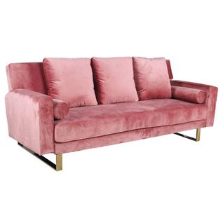 Canapé Convertible Velours "albine" 210 cm Rose