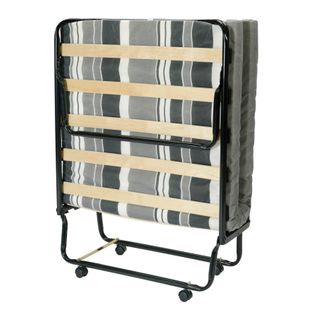 Lit Pliant M8 - 80x190 - Tissu Déco - Lattes Bois - Gain De Place