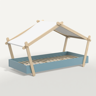 Lit Enfant Cabane - Demeyere - Modèle Lodge - Bleu - 90 X 200 Cm