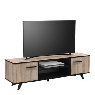 Meuble TV WAYNE Imitation chêne et noir